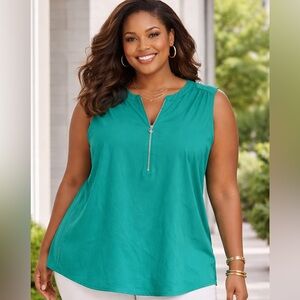 Apt. 9 Women's Turquoise Zip-Front Blouse